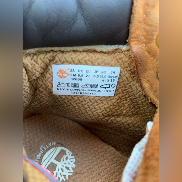 Timberland Toddler Size 10 Wheat Leather Primaloft Lace-Up Waterproof Boots - Picture 4 of 15